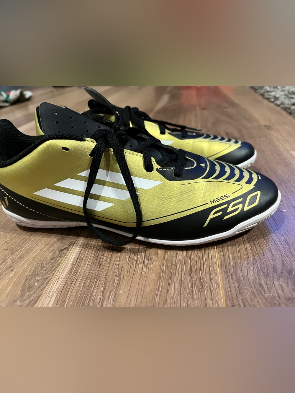 Adidas F50 Club Messi Gold Indoor Soccer Shoes Youth 6